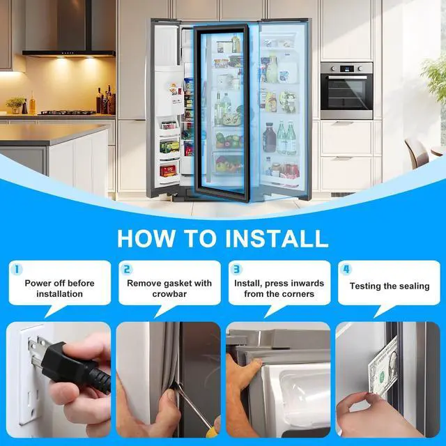 Alt view image 7 of 7 - Upgraded 241786013 241786009 241786005 Refrigerator Door Gasket Replacement Compatible with Frigidaire Electrolux Kenmore Fridge Door Seal 241786001 241569801 Refrigerator Fresh Food Door Gasket