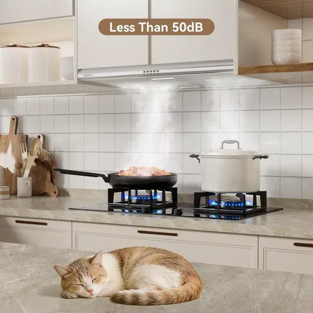 Alt view image 6 of 7 - 30 Under Cabinet Range Hood Ducted and Ductless Convertible | Stainless Steel Vent Hood With 3 Speed Exhaust Fan LED Bright Light Bulb and Charcoal Filter