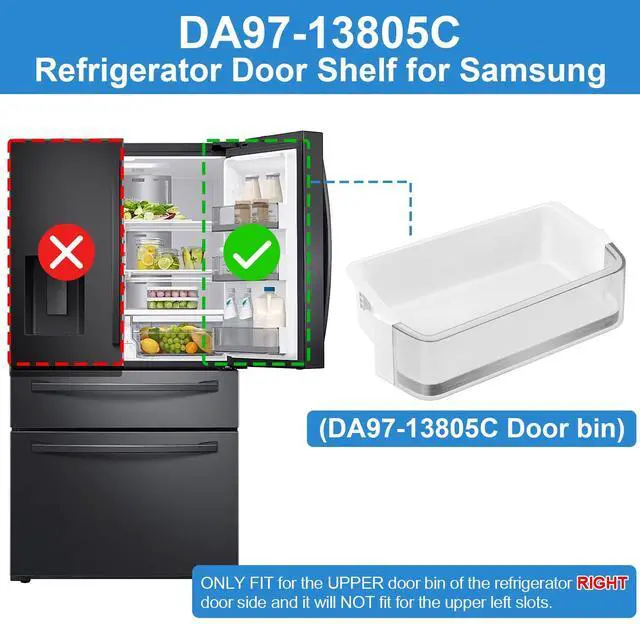 Alt view image 2 of 7 - UPGRADED DA97-13805C Door Shelf Bin Compatible with Samsung Refrigerator RF28R7201SR Door Shelf RF28R7201SG RF24R7201SR RF24R7201SG RF28R7201DT RF24R7201DT Samsung Fridge Door Shelves-Right Door Bin