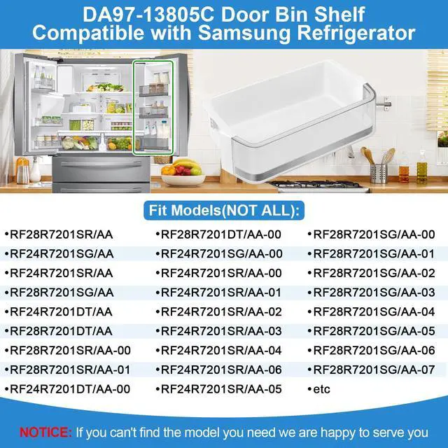 Alt view image 5 of 7 - UPGRADED DA97-13805C Door Shelf Bin Compatible with Samsung Refrigerator RF28R7201SR Door Shelf RF28R7201SG RF24R7201SR RF24R7201SG RF28R7201DT RF24R7201DT Samsung Fridge Door Shelves-Right Door Bin
