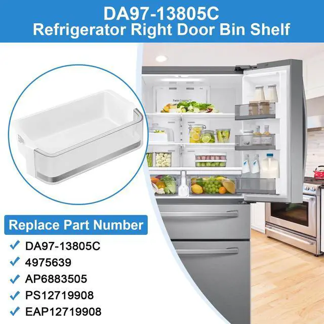 Alt view image 4 of 7 - UPGRADED DA97-13805C Door Shelf Bin Compatible with Samsung Refrigerator RF28R7201SR Door Shelf RF28R7201SG RF24R7201SR RF24R7201SG RF28R7201DT RF24R7201DT Samsung Fridge Door Shelves-Right Door Bin