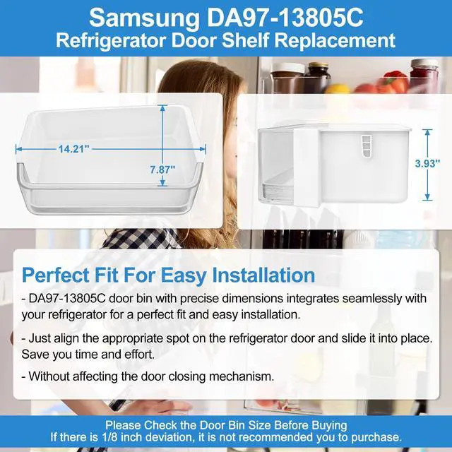 Alt view image 6 of 7 - UPGRADED DA97-13805C Door Shelf Bin Compatible with Samsung Refrigerator RF28R7201SR Door Shelf RF28R7201SG RF24R7201SR RF24R7201SG RF28R7201DT RF24R7201DT Samsung Fridge Door Shelves-Right Door Bin