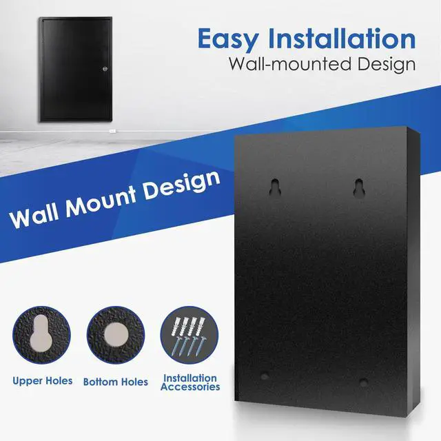 Alt view image 4 of 7 - Wall Mount 100 Position Steel Key Box Cabinet with Tags, Black | Premium Steel Wall Mount Key Cabinet, 100-Key Capacity, Secure Lock Prevents Key Loss for Hotels Offices Property Management