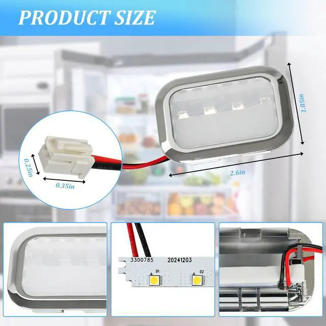 Alt view image 2 of 7 - W11683242 Refrigerator LED Light Assembly Kit Fits for Whirlpool JennAir & KitchenAid W10559034 W10607479 W10623957 W11462342 W10637315 LED Light Module