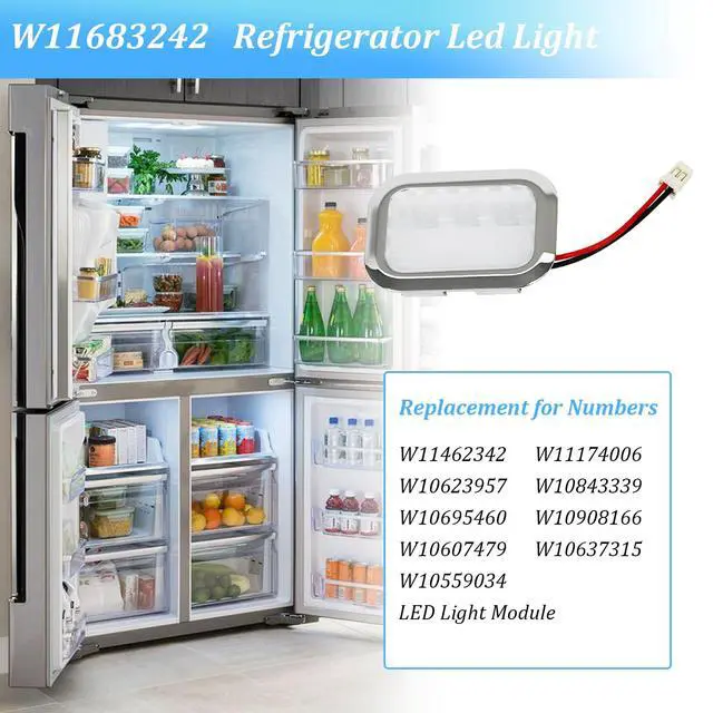 Alt view image 5 of 7 - W11683242 Refrigerator LED Light Assembly Kit Fits for Whirlpool JennAir & KitchenAid W10559034 W10607479 W10623957 W11462342 W10637315 LED Light Module