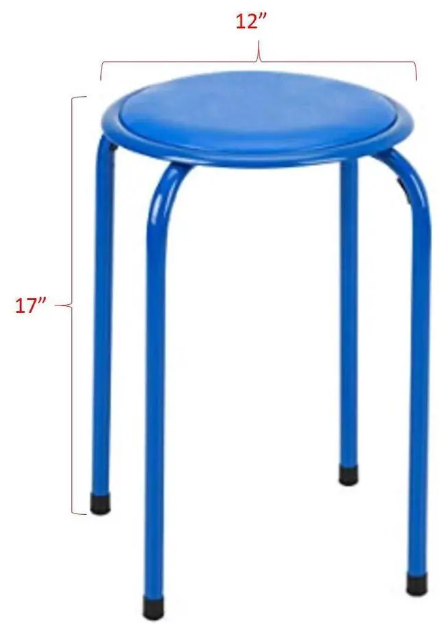 Alt view image 2 of 7 - Stacking Stools with Padded Seats for Kids and Adults, 17" Standard Height Portable Nesting Padded Classroom Stools, Assorted Color, Pack of 5