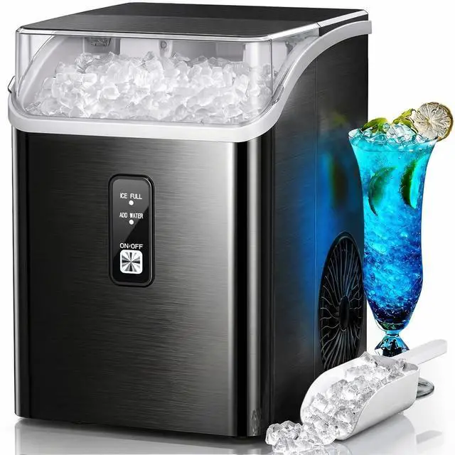 Main image of Nugget Ice Maker, Countertop Ice Machine with 35lbs Per Day, Chewable Pebble Ice, Self-Cleaning, One-Touch Control, Ice Basket & Scoop, for Home, Kitchen, Office & Outdoor, Black
