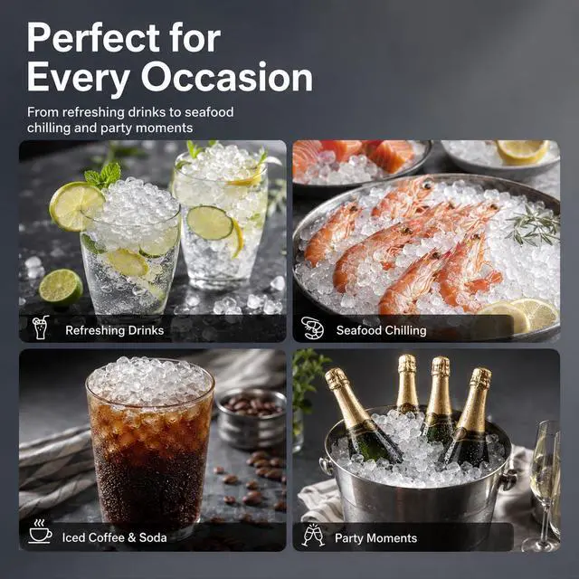 Alt view image 7 of 7 - Nugget Ice Maker Countertop, 35 lbs Per Day, Black | Chewable Pebble Ice, Self-Cleaning, One-Touch Operation, with Ice Basket & Scoop, for Home, Kitchen, Office & Outdoor