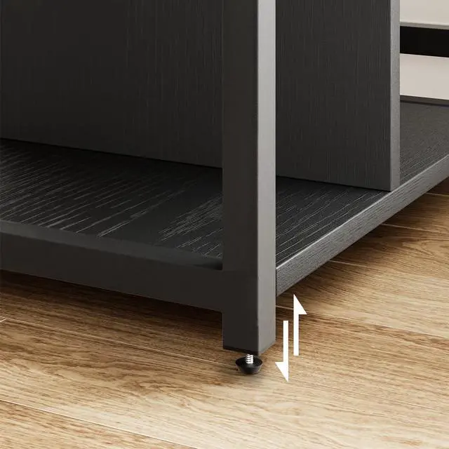 Alt view image 5 of 7 - Under Desk Printer Stand with Power Outlets and USB Charging Ports, Desktop Printer Table with Storage Shelf, 4 Tier Mobile Printer Stand with Wheels for Home Office, Rustic Black