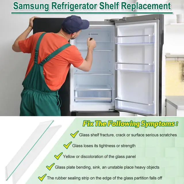 Alt view image 5 of 7 - Upgraded DA97-20637A Refrigerator Glass Shelf Compatible with Samsung Fridge Replacement Parts, RS22T5561SR RS22T5201SR Freezer Lower Glass Shelf Replacement, Tempered Glass Crisper Drawer Cover