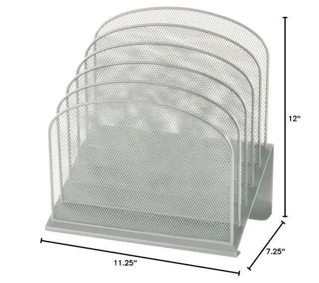 Alt view image 3 of 3 - Onyx Desk Organizer with 5 Vertical Sections, File Organizer for Home, Office, Classroom & More, Steel Mesh Construction, Silver