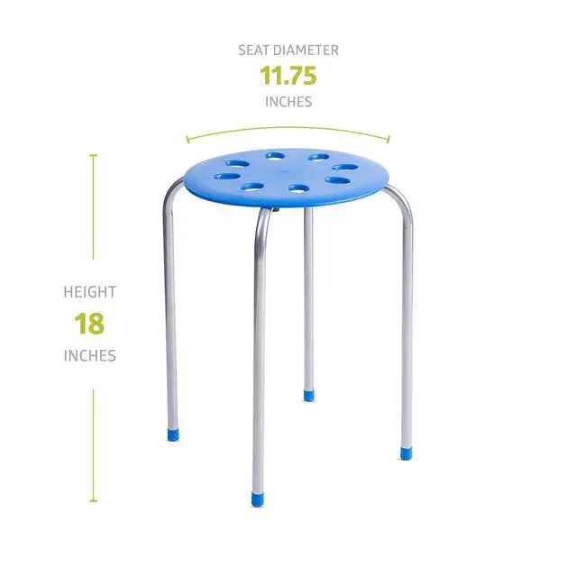 Alt view image 2 of 6 - Plastic Classroom Stools for Kids, Multipurpose Stool Chairs, Flexible Seating, Stacking Stools, Stainless Steel Legs - Set of 5, Multi-Color