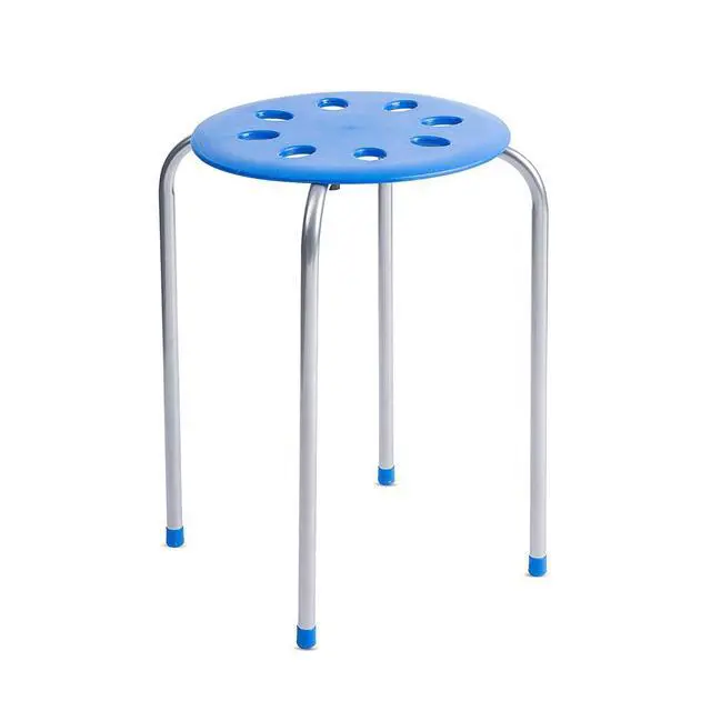 Alt view image 6 of 6 - Plastic Classroom Stools for Kids, Multipurpose Stool Chairs, Flexible Seating, Stacking Stools, Stainless Steel Legs - Set of 5, Multi-Color