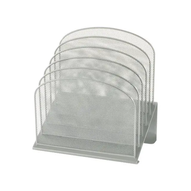 Alt view image 2 of 3 - Onyx Desk Organizer with 5 Vertical Sections, File Organizer for Home, Office, Classroom & More, Steel Mesh Construction, Silver