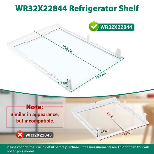 Alt view image 2 of 7 - WR32X22844 Refrigerator Freezer Glass Shelf Compatible With GE GSE25HMHEHES, GSE25HSHBHSS, GSE25HMHJHES, GSE25HSHEHSS, GSE25HSHJHSS, GSE25HMHKHES Refrigerator etc. Part Number: AP5980305, PD00026844
