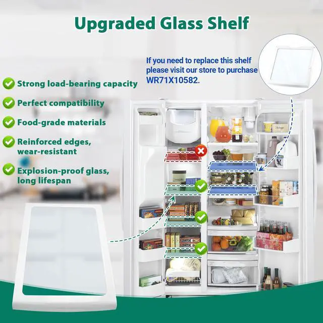 Alt view image 7 of 7 - WR32X22844 Refrigerator Freezer Glass Shelf Compatible With GE GSE25HMHEHES, GSE25HSHBHSS, GSE25HMHJHES, GSE25HSHEHSS, GSE25HSHJHSS, GSE25HMHKHES Refrigerator etc. Part Number: AP5980305, PD00026844