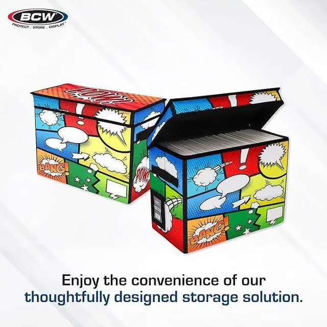 Alt view image 2 of 6 - Comic Foldaway | Collapsible Comic Book Storage Tote for 125-150 Comic Books | Foldable Box for Comic Books (4 Pack, Pow!)