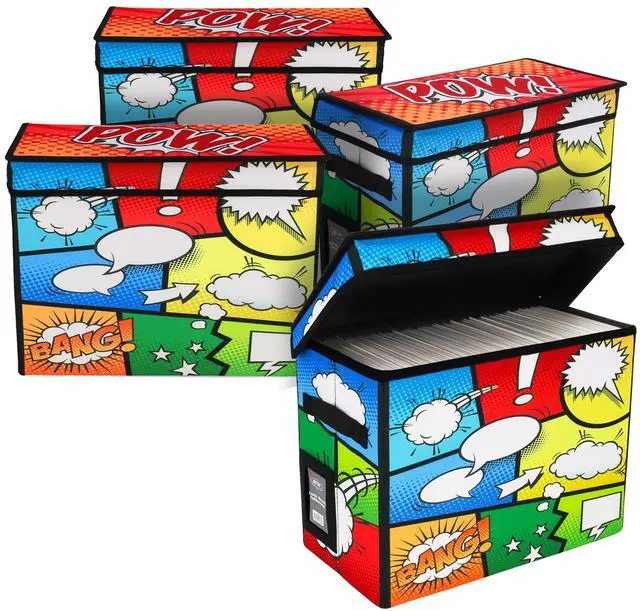 Main image of Comic Foldaway | Collapsible Comic Book Storage Tote for 125-150 Comic Books | Foldable Box for Comic Books (4 Pack, Pow!)
