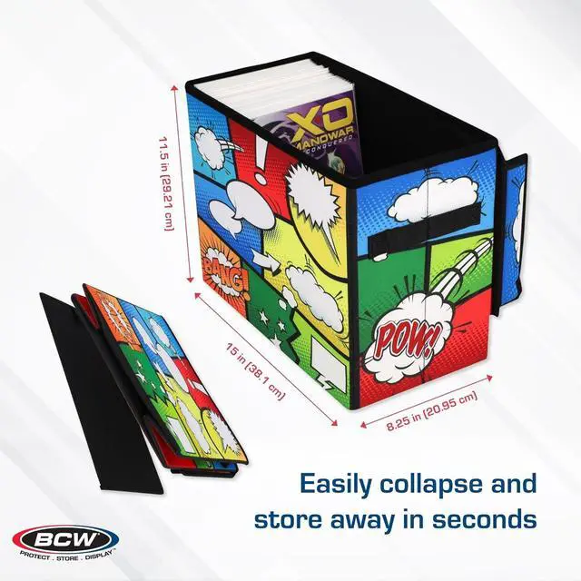 Alt view image 3 of 6 - Comic Foldaway | Collapsible Comic Book Storage Tote for 125-150 Comic Books | Foldable Box for Comic Books (4 Pack, Pow!)