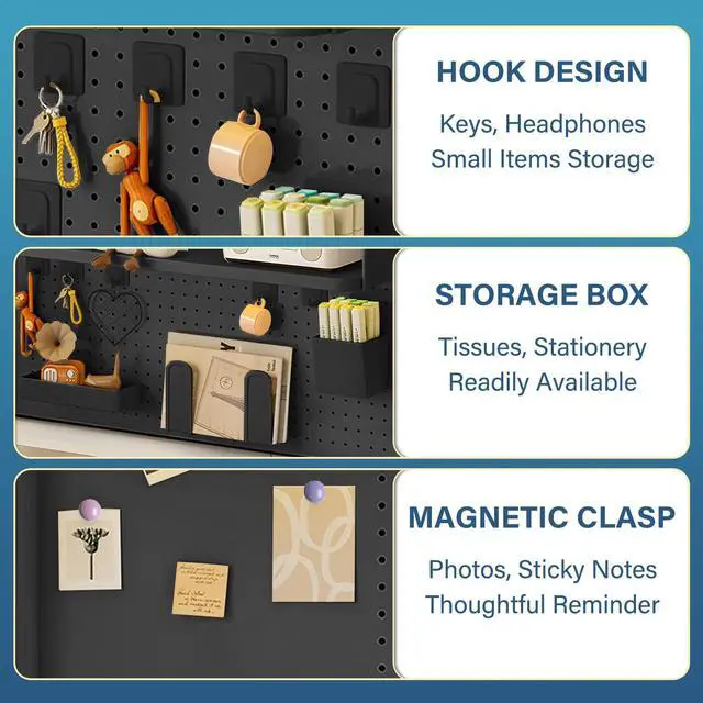 Alt view image 6 of 7 - Clamp on Desk Organizer Shelf with Pegboard, Multipurpose Countertop Hutch Bookshelf, Desktop Bookshelf Storage Shelves for Home Office Dorm Gaming Desk,Black (39.4in)