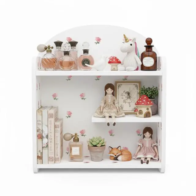 Main image of Desk Organizer, Small Desk Hutch and Desk Shelf for Top of Desk, 3-Tier White Floral Desk Organizers and Accessories for Notebooks, Stationery & Girls Gift