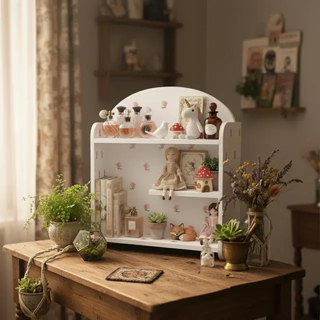 Alt view image 2 of 7 - Desk Organizer, Small Desk Hutch and Desk Shelf for Top of Desk, 3-Tier White Floral Desk Organizers and Accessories for Notebooks, Stationery & Girls Gift
