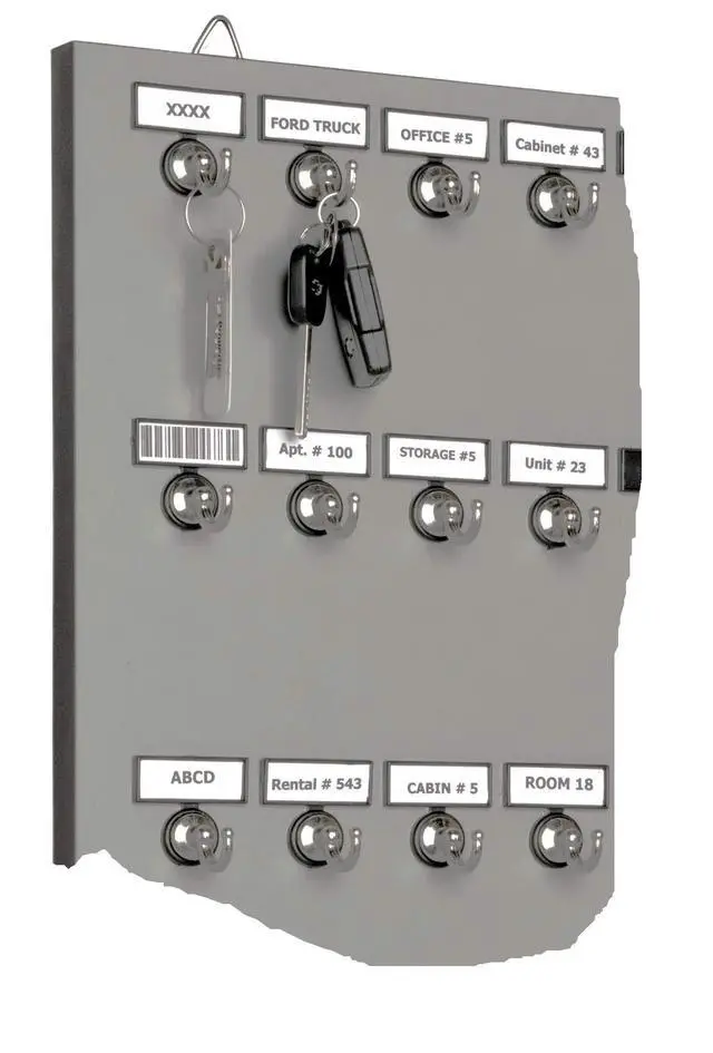 Alt view image 2 of 4 - Keystand #75MGN Key Rack, 75 Bolted Heavy-Duty Metal Hooks with Extra Spacing, Custom Nameplate for Dealerships, Realtors, Hospitals, or Schools (75 Sets of Tag & Ring are Included)