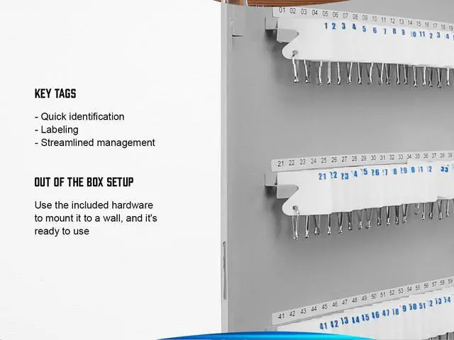 Alt view image 4 of 7 - 320-Position Key Cabinet Steel Key Lock Box with Numbered Hooks, Key Log Sheet, White Tags & Index Chart Wall-Mount Organizer, Gray Finish Key Cabinet wall mount - Key locking storage