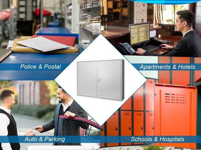 Alt view image 5 of 7 - 320-Position Key Cabinet Steel Key Lock Box with Numbered Hooks, Key Log Sheet, White Tags & Index Chart Wall-Mount Organizer, Gray Finish Key Cabinet wall mount - Key locking storage
