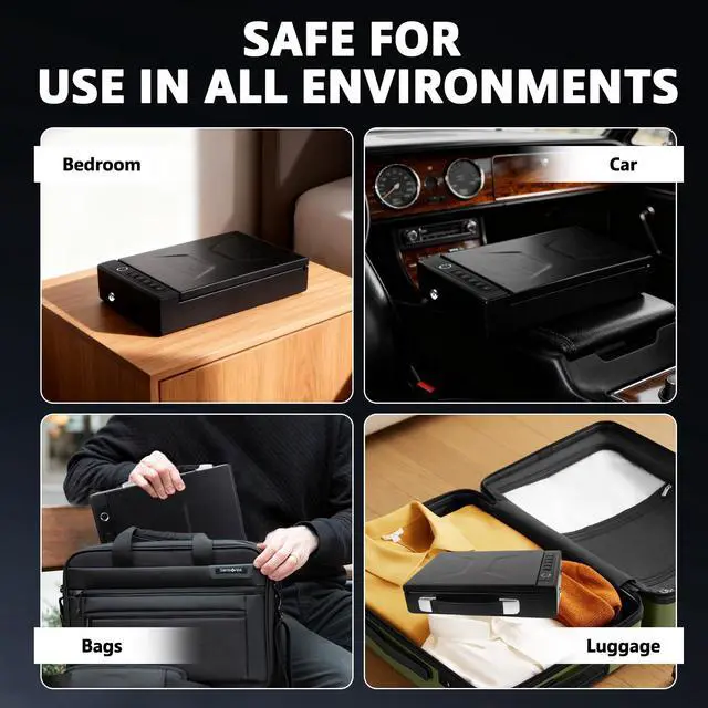 Alt view image 6 of 7 - Fingerprint Lock Safe, 4-Ways Unlock Fingerprint/Digital Keypad/Key/App, Type-C Charging, Portable Small Biometric Safe for Home, Travel, Car, Storage of Cash, Jewelry, Documents