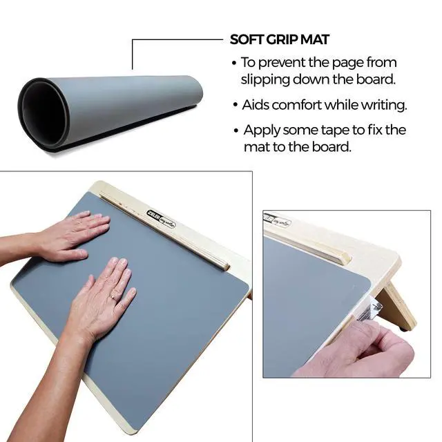 Alt view image 3 of 6 - Ergonomic A3 Writing Slope with GRIP MAT for Better Writing Posture & Comfort Easywriter. Lacquered Wood with 20° Angle. Suitable for Children & Adults. Space Saving Design