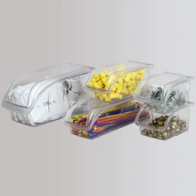 Alt view image 4 of 7 - 305A3 Insight Ultra-Clear Hanging and Stacking Plastic Storage Bin, (7-3/8-Inch x 4-1/8-Inch x 3-1/4-Inch), Clear, (16-Pack)