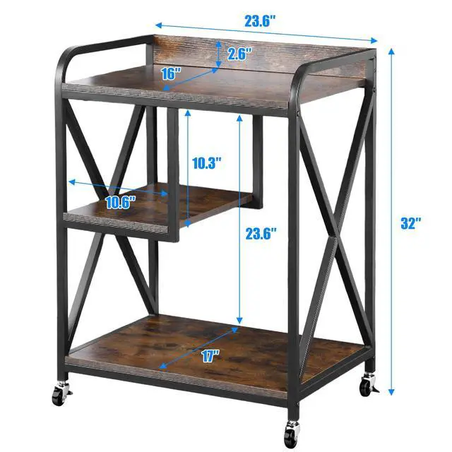 Alt view image 5 of 7 - Extra Large Printer Stand with Wheels, 17"D x 24"W x 32"H, Bearing 300 LBS | Rolling Printer Cart with X-shaped Frame, Mobile Printer Table with Wheels for Home Office, Printer Stand with Storage