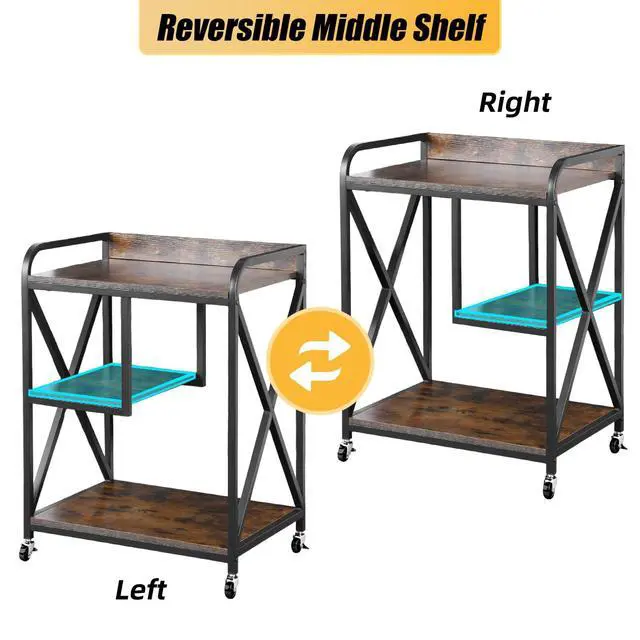 Alt view image 7 of 7 - Extra Large Printer Stand with Wheels, 17"D x 24"W x 32"H, Bearing 300 LBS | Rolling Printer Cart with X-shaped Frame, Mobile Printer Table with Wheels for Home Office, Printer Stand with Storage