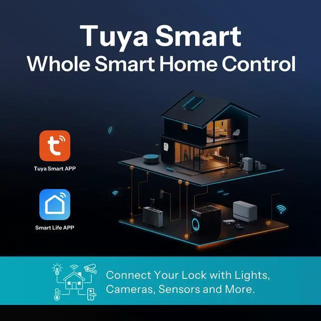 Alt view image 2 of 7 - Smart Key Lock Box Fingerprint, Waterproof Key Safe with Tuya App Control, Wall Mount & Shackle for Airbnb, Realtors & Families