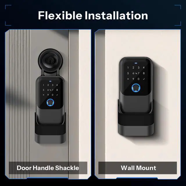 Alt view image 7 of 7 - Smart Key Lock Box Fingerprint, Waterproof Key Safe with Tuya App Control, Wall Mount & Shackle for Airbnb, Realtors & Families