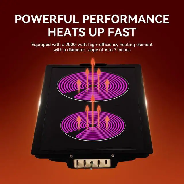 Alt view image 3 of 7 - Radiant Cartridge A122B Compatible with Jenn-Air Cooktop Range | Upgraded Dual Radiant Element 2000W and 1200W Stove Module with Reinforced Metal Frame and Smooth Ceran Glass Surface