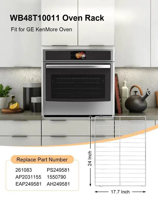 Alt view image 2 of 6 - 2 Pack WB48T10011 Oven Rack Fit for Range GE KenMore Oven, 24" x 17.7" Range Oven Stove Wire Rack Replace 261083 AP2031155 EAP249581 PS249581 1550790 AH249581