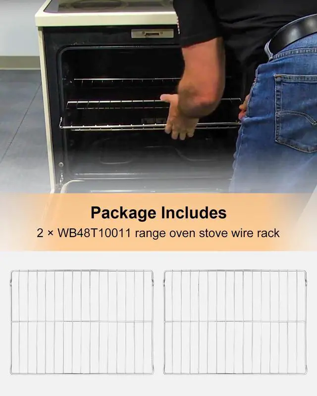 Alt view image 6 of 6 - 2 Pack WB48T10011 Oven Rack Fit for Range GE KenMore Oven, 24" x 17.7" Range Oven Stove Wire Rack Replace 261083 AP2031155 EAP249581 PS249581 1550790 AH249581