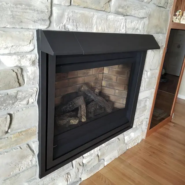 Alt view image 6 of 7 - Black Adjustable Fireplace Hood for 28 to 48" Harmony Burners Fireplace Hood Heat Shield Patent Applied