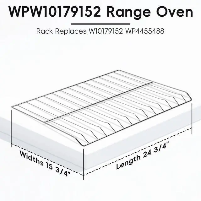 Alt view image 2 of 7 - 2 Pcs WPW10179152 W10179152 Range Oven Rack Replacement for Whirlpool | WPW10179152 Oven Rack Replaces WP4455488. 304 Stainless Steel WPW10179152 Compatible with Whirlpool Oven Accessories