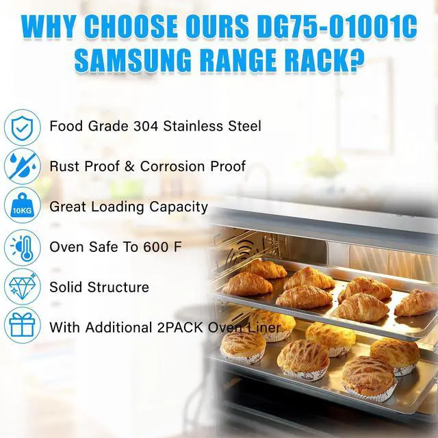 Alt view image 6 of 7 - DG75-01001C Oven Rack Replacement For Samsung Range/Stove/Oven Racks | DG75-01001C Gas Stove Rack Shelf,Stainless Steel DG75-01001D Oven Rack For Samsung Stove Parts NE63A6511SS NX60A6511SS