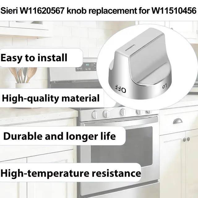 Alt view image 6 of 7 - W11510456 Knobs for Whirlpool WFG525S0JS5 WFG525S0JS6 Gas Stove | W11620567 Knobs for WFG525S0JZ5 WFG525S0JZ6 WFG535S0LS4 WFG535S0LS5 WFG535S0LZ4 WFG535S0LZ5 WFG550S0LZ4 WFG550S0LZ5 Gas Range