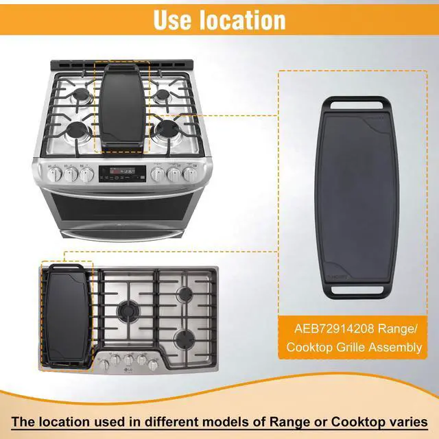 Alt view image 5 of 7 - AEB72914208, AEB72914211 Gas Stove Griddle plate Compatible with Stove, Range, Cooktop, Oven, etc. Replaces Griddle Plate for Gas Range, AEB72914210, AEB72914205, AEB72914206, AEB72914204