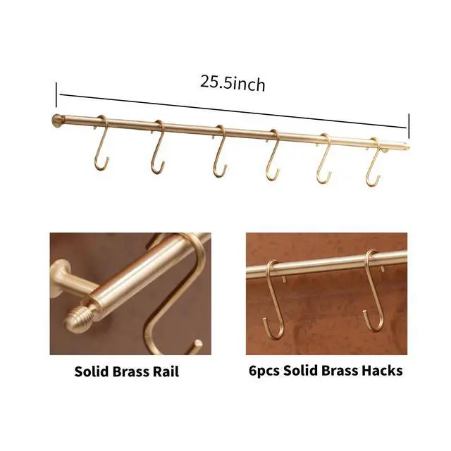 Alt view image 4 of 6 - 29.5x29.5 Aged Copper Finish 304 Stainless Steel Range Hood Backsplash with Solid Brass Rail & S Hooks,Stove Backsplash,Vintage Style,Kitchen Wall Splash Guard