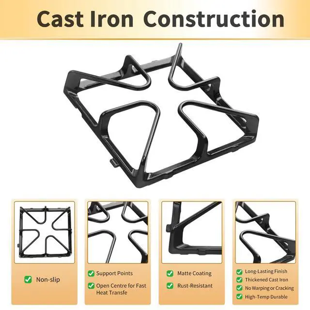 Alt view image 4 of 7 - WB31K10034 Grate Replacement Parts for GE Burner Grate Stove Parts | Gas Stove Grates Replacement for GE Burner, General Electric Gas Range Parts Stove Surface Top Grate Cast Iron Rack, 4 Pack