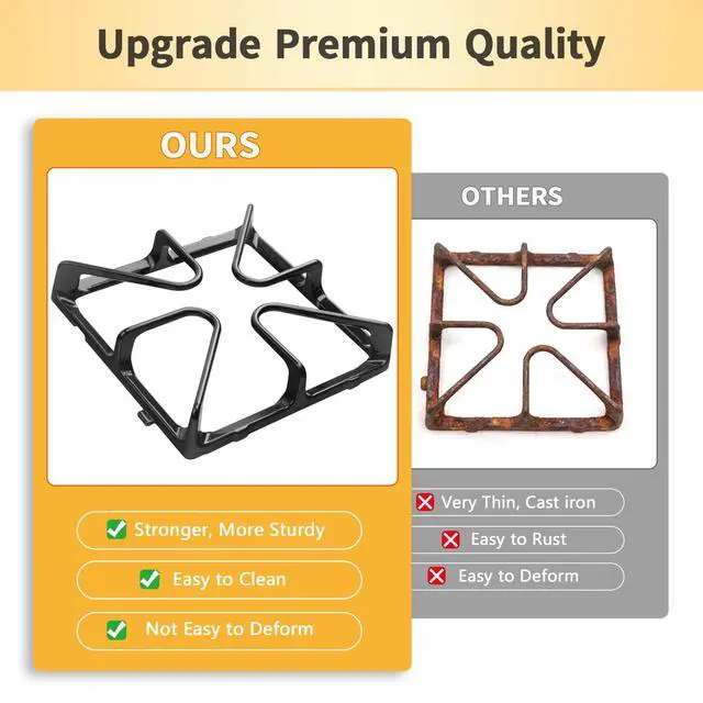 Alt view image 6 of 7 - WB31K10034 Grate Replacement Parts for GE Burner Grate Stove Parts | Gas Stove Grates Replacement for GE Burner, General Electric Gas Range Parts Stove Surface Top Grate Cast Iron Rack, 4 Pack