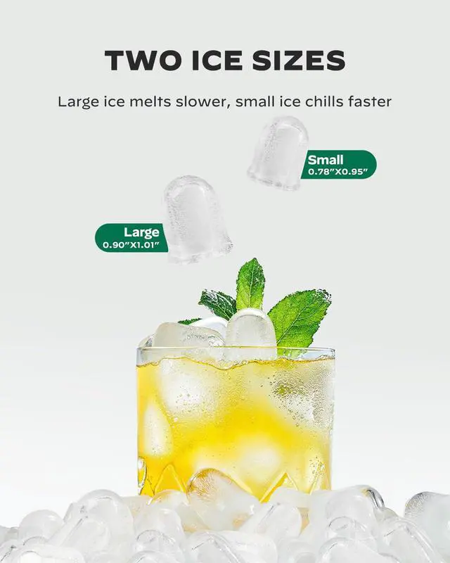 Alt view image 5 of 7 - Countertop Ice Maker Machine, 26 lbs per Day, Fast Ice in 6 Minutes, Self-Cleaning Ice Maker, Compact Countertop Ice Machine for Home, Kitchen/Office/Parties,Black