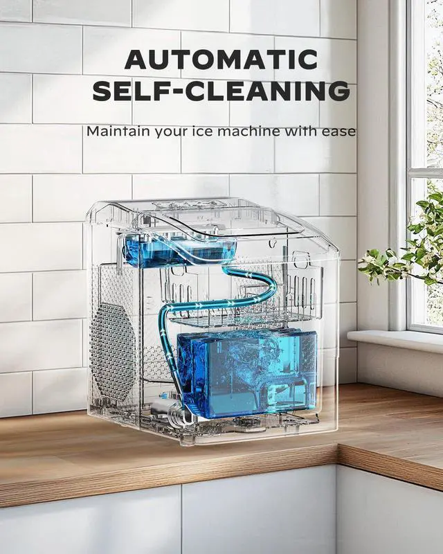 Alt view image 6 of 7 - Countertop Ice Maker Machine, 26 lbs per Day, Fast Ice in 6 Minutes, Self-Cleaning Ice Maker, Compact Countertop Ice Machine for Home, Kitchen/Office/Parties,Black