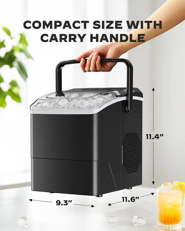 Alt view image 7 of 7 - Countertop Ice Maker Machine, 26 lbs per Day, Fast Ice in 6 Minutes, Self-Cleaning Ice Maker, Compact Countertop Ice Machine for Home, Kitchen/Office/Parties,Black